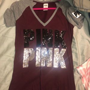Large burgundy glitter Victoria’s Secret Pink